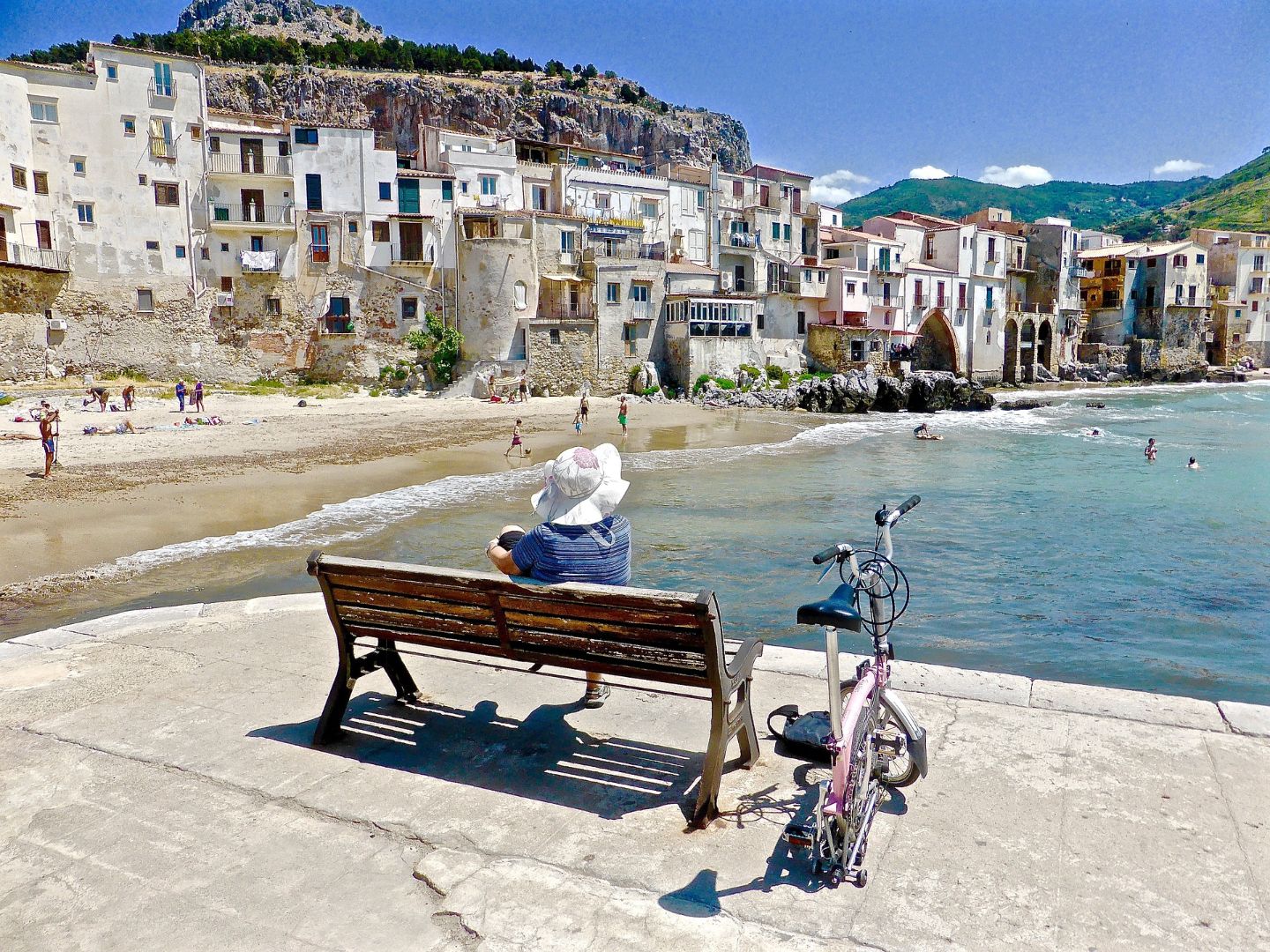 Cefalu Beach Sicily Italy 